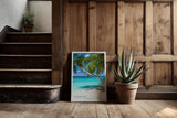 Paul Sinus Kunstdruck 40x60cm Maldives Palmenstrand mit türkisblauem Meer und weißem Sand unter strahlendem Himmel