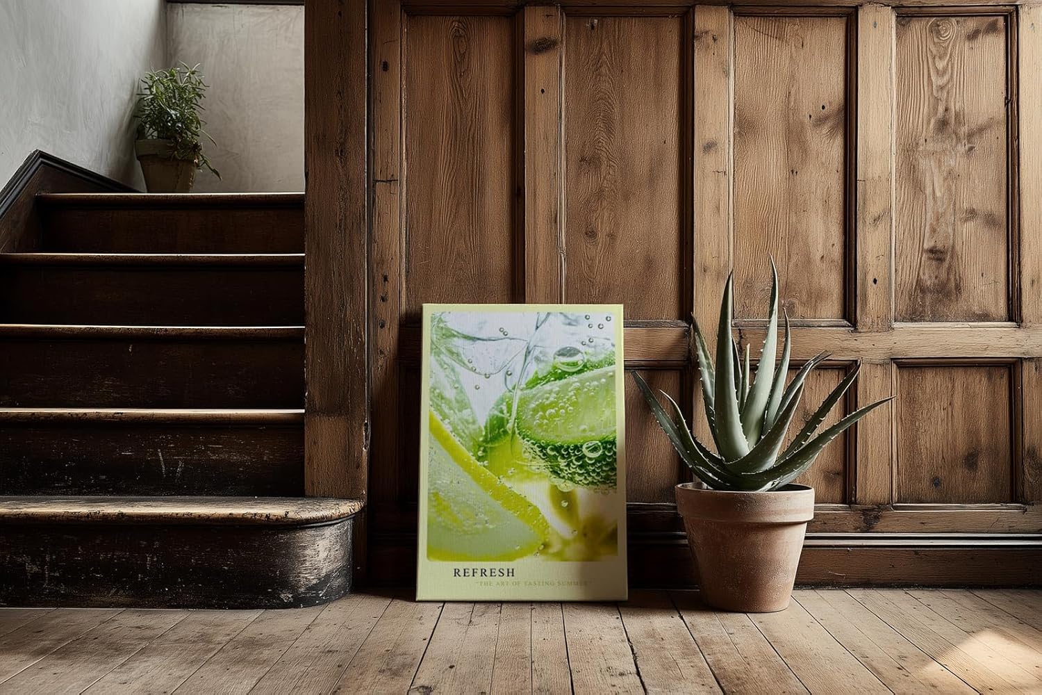 Paul Sinus Kunstdruck 40x60cm Refresh – Zitrone und Limette mit Eis und Sprudel im Makro