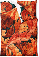 Sinus Art Bettwäsche 135x200 cm + 80x80 cm – Herbstliches Blättermuster in warmem Orange, Kupfer und Dunkelgrün – Mikrofaser – weich, bügelfrei & pflegeleicht