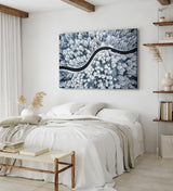Paul Sinus Wandbild 120x80cm Wald aus der Vogelperspektive Tannenwald Waldstraße Schnee Winter