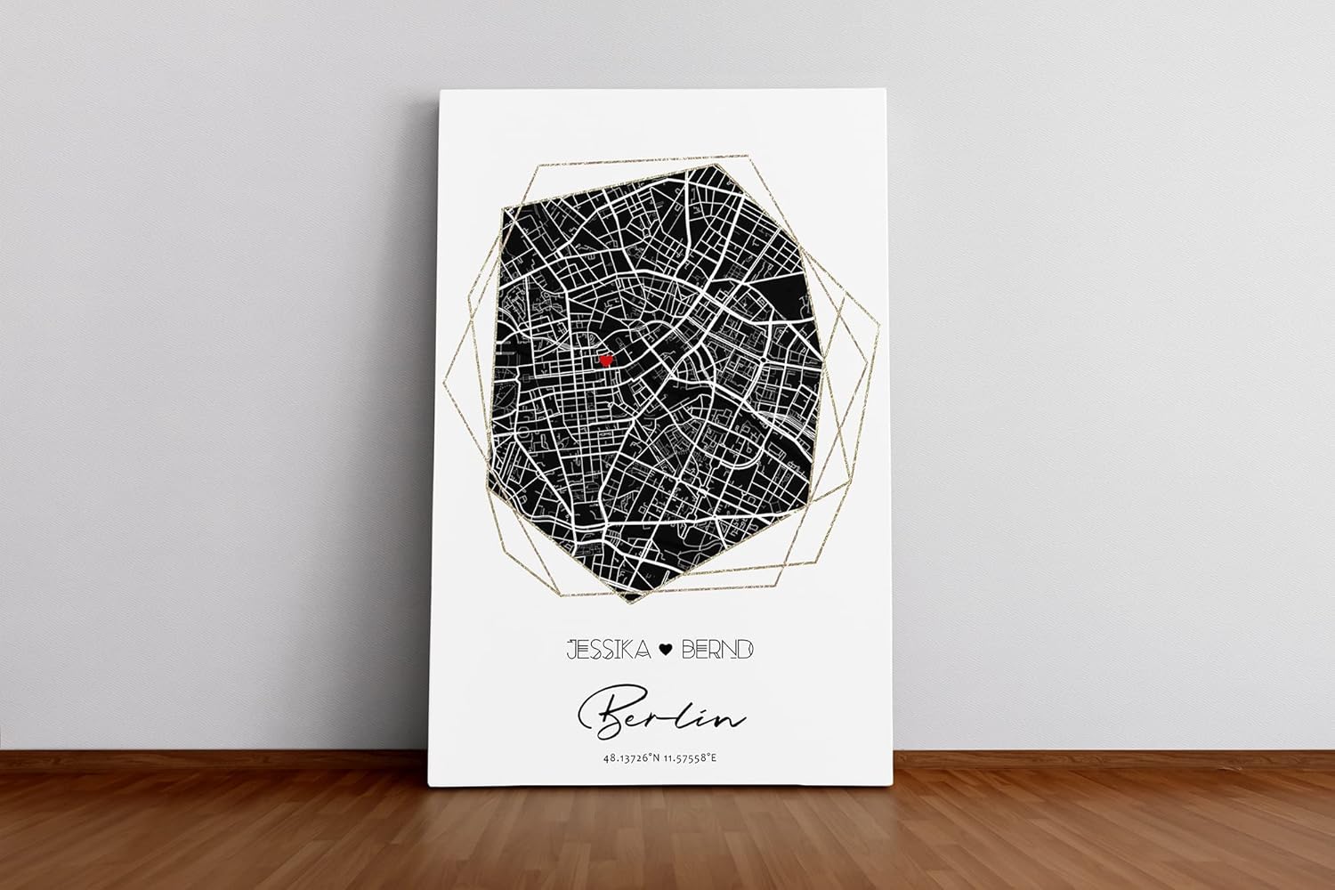 Paul Sinus Bilderrahmen einzigartig mit deinen GPS Koordinaten und Namen. 30cm x 42cm Holz Wechselrahmen mit Glas. personalisiertes Geschenk. (ohne Rahmen)