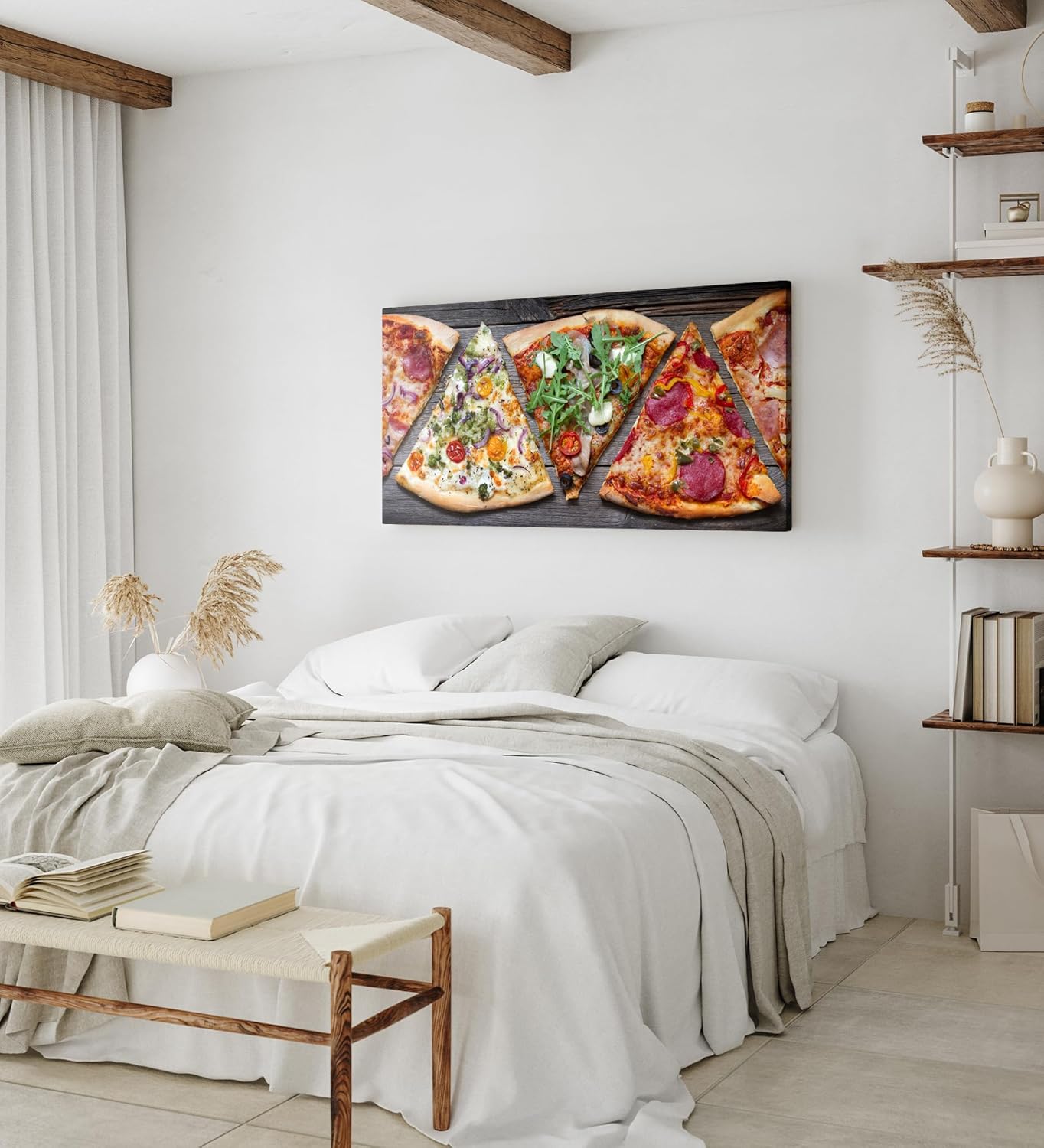 Paul Sinus Wandbild 120x60cm – Leckere Pizzavielfalt, modernes Küchenbild auf Leinwand, rustikale Essenskunst für Küche, Esszimmer, Restaurant, italienische Atmosphäre
