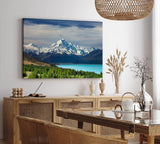 Paul Sinus Wandbild 120x80cm Berg Bergsee Alaska Natur Schneegipfel Wald See