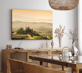 Paul Sinus Wandbild 120x80cm Toskana Landschaft Italien Finca Morgentau Grün