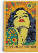 Paul Sinus Leinwandbild 80x120cm Leinwandbild Psychedelic Sunshine Retro Kunstwerk Pop Art Expressionismus lebendige Farben Festival Vibes Inspiration