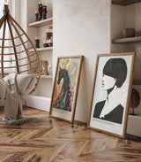 Paul Sinus Leinwandbild 80x120cm stilisiertes Frauenporträt in Schwarz-Weiß mit moderner Eleganz und abstrakter Tiefe – kunstvolles Leinwandbild