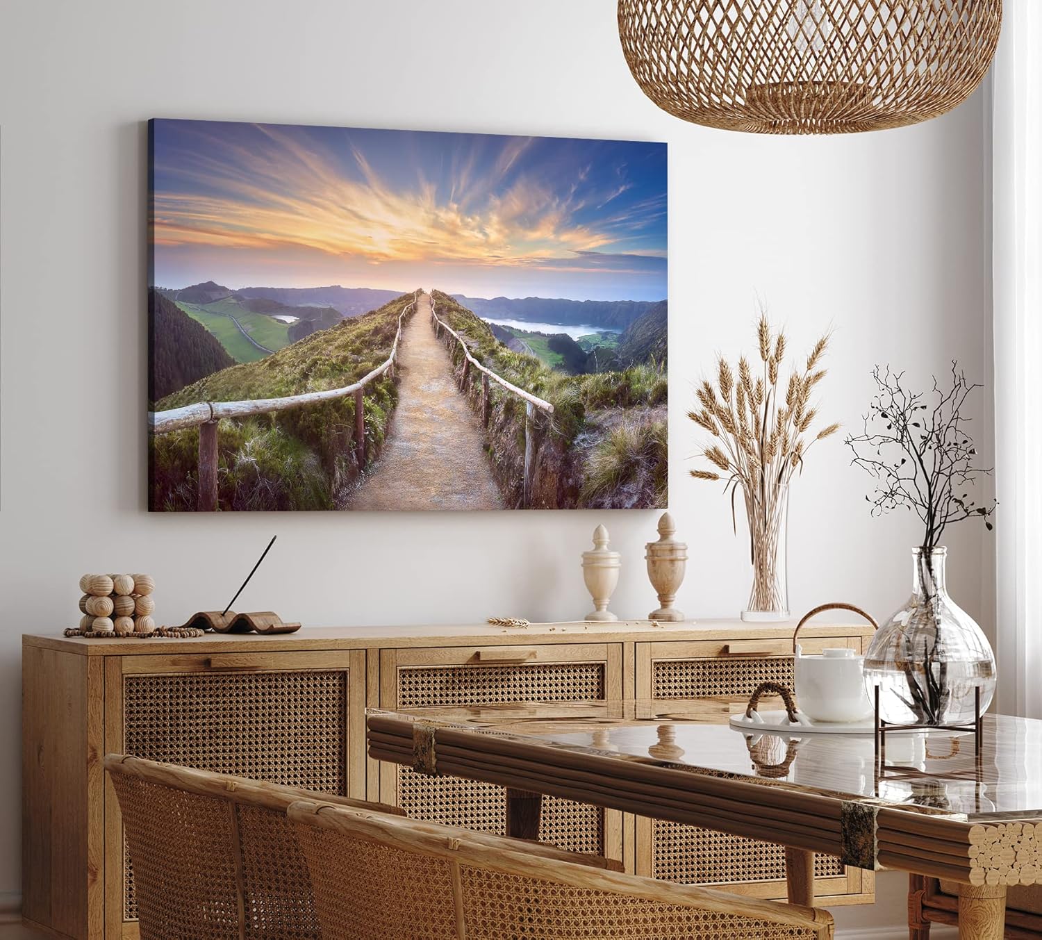 Paul Sinus Wandbild 120x80cm Ponta Delgada Azoren Portugal Berge Bergweg Sonnenuntergang