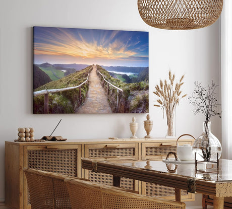 Paul Sinus Wandbild 120x80cm Ponta Delgada Azoren Portugal Berge Bergweg Sonnenuntergang