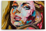 Wandbild 120x80cm Porträt einer jungen Frau Kunstvoll Farbenfroh Abstrakt