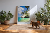 Paul Sinus Kunstdruck 40x60cm Cathedral Cove New Zealand türkisfarbenes Wasser trifft auf weiße Klippen und Naturidylle