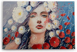 Paul Sinus Wandbild 120x80cm Junge Frau Porträt Kunstvoll Feminin Schönheit Blumen