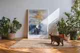 Paul Sinus Kunstdruck 40x60cm Mixed Hues – Farbabstraktion in Blau, Gold und Weiß mit künstlerischer Tiefe und Struktur