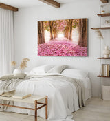 Paul Sinus Wandbild 120x80cm Baumallee Baumblüten Blüten Frühling Allee Rosa