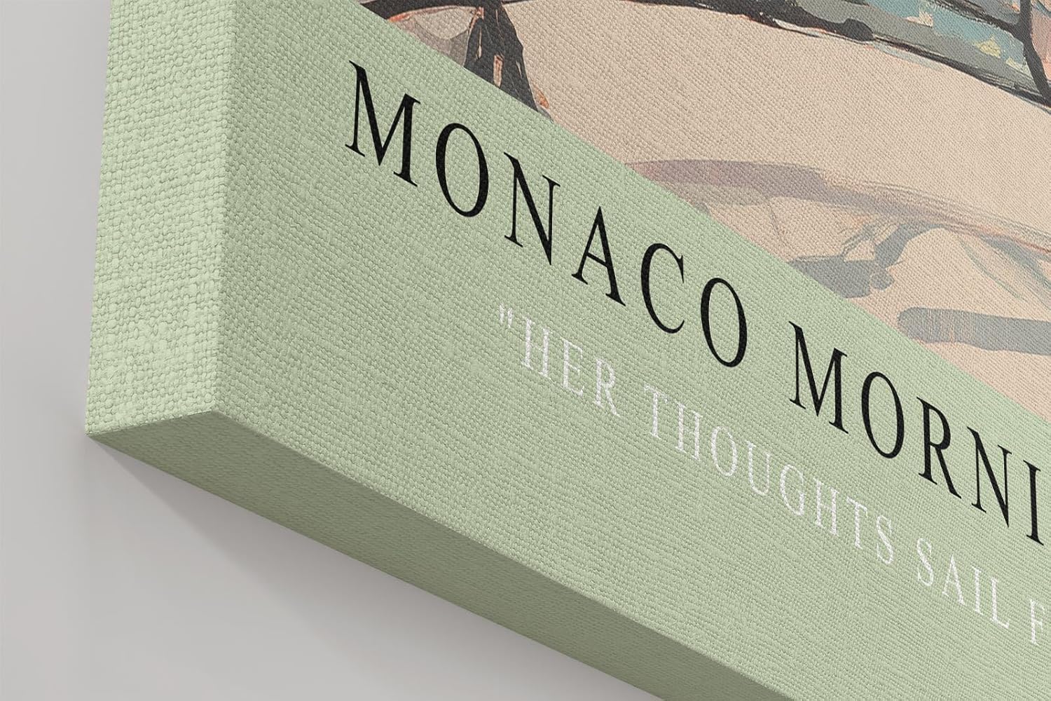 Paul Sinus Wandbild in 40x60cm Monaco Mornings – Elegantes Porträt einer Frau auf einem Balkon mit Blick auf den Hafen von Monaco, moderne Bilder in warmen Pastelltönen