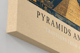 Paul Sinus Wandbild in 40x60cm Pyramids and Passages – Pyramiden, Hieroglyphen und UFO-Szenen in gold-blauer Darstellung