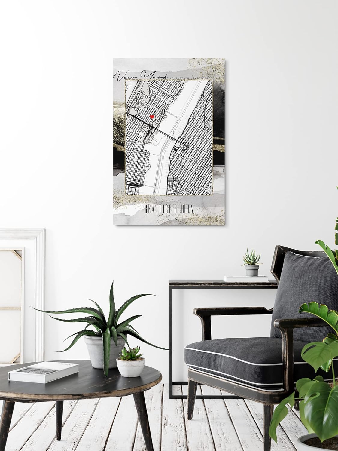 Paul Sinus Bilderrahmen personalisierbar mit deinen GPS Koordinaten und Namen. 30cm x 42cm Holz Wechselrahmen mit Glas und Passepartout. Individuelles und einzigartiges Geschenk. (ohne Rahmen)