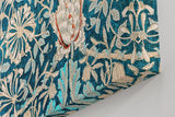 Sinus Art Wandbild 120x80cm Antik wirkendes Blütenmuster auf strukturreichem Türkisgrund mit floralen Elementen