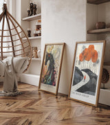 Paul Sinus Leinwandbild 40x60cm The Road Ahead Leinwandbild minimalistisches Landschaftsbild mit Figur im roten Mantel faszinierende Symbolik