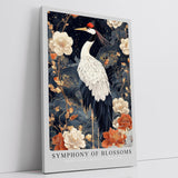 Paul Sinus Leinwandbild 80x120cm Leinwandbild Blütensymphonie – Eleganter Kranich umgeben von floralen Elementen, asiatische Kunst, luxuriöse Ästhetik
