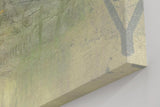 Sinus Art Wandbild 120x80cm Zart abstrahierte Formen in Beige- und Grüntönen mit subtiler Typografie