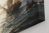 Sinus Art Wandbild 120x80cm Romantische Seeszene mit alten Segelschiffen, Möwen und Abendstimmung auf ruhiger Wasserfläche