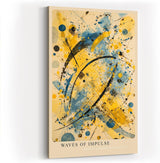 Paul Sinus Wandbild in 40x60cm Waves of Impulse – Dynamisches abstraktes Kunstwerk in Blau, Gelb und Schwarz