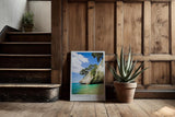 Paul Sinus Kunstdruck 40x60cm Cathedral Cove New Zealand türkisfarbenes Wasser trifft auf weiße Klippen und Naturidylle