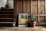 Paul Sinus Kunstdruck 40x60cm Sunset Paradise – Palmen bei Sonnenuntergang an tropischem Strand mit warmem Licht