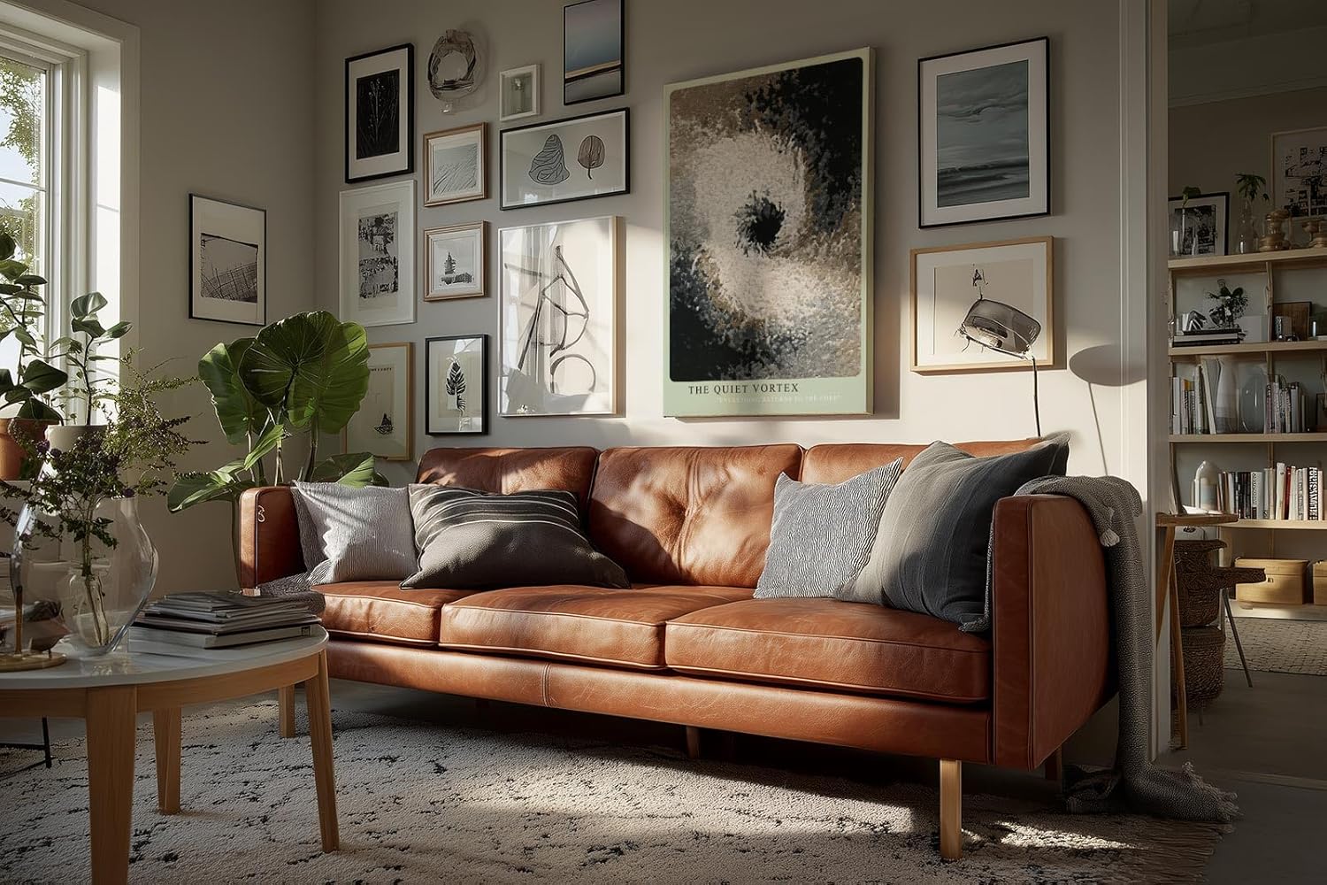 Paul Sinus Wandbild in 40x60cm The Quiet Vortex – Abstrakte Wirbelkomposition in Schwarz, Weiß und Brauntönen mit sanften Übergängen