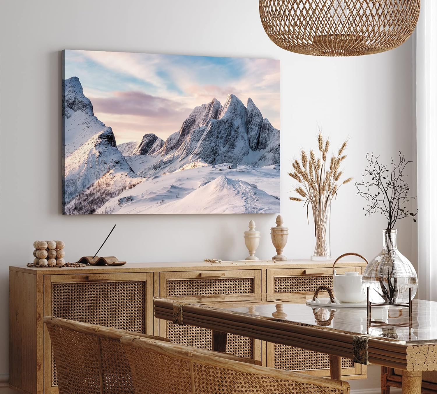 Paul Sinus Wandbild 120x80cm Norwegen Berge Schneegipfel Berggipfel Felsen Schnee