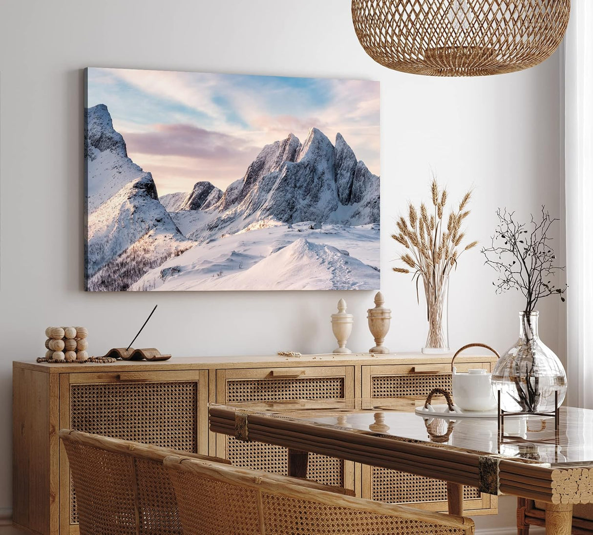 Paul Sinus Wandbild 120x80cm Norwegen Berge Schneegipfel Berggipfel Felsen Schnee