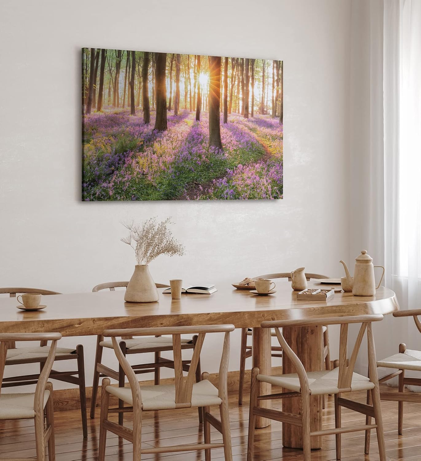 Paul Sinus Wandbild 120x80cm Wald Wildblumen Blumen Waldpfad Sonnenschein Bäume