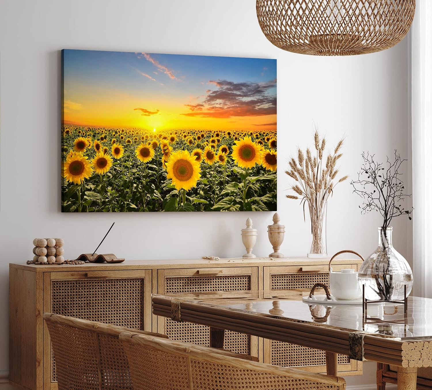 Paul Sinus Wandbild 120x80cm Sonnenblumen Blumenfeld Sonnenblumenfeld Sonne Gelb