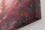 Sinus Art Wandbild 120x80cm Roter Herbstwald mit dichter Vegetation und nebligem Licht – geheimnisvoll und bezaubernd