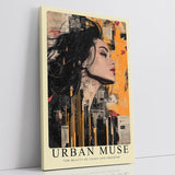 Paul Sinus Leinwandbild 60x90cm Leinwandbild Urbane Muse – Ausdrucksstarke Mixed-Media-Kunst mit weiblichem Porträt, Street-Art-Ästhetik