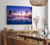 Wandbild 120x80cm Malediven Urlaub Palmen Meer Abend Pool