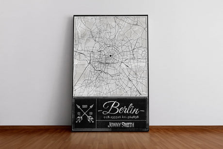 Paul Sinus individueller Bilderrahmen mit deinen GPS Koordinaten und Namen. 30cm x 42cm Holz Wechselrahmen mit Glas und Passepartout. Geschenkidee. Vintage (ohne Rahmen)