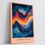 Paul Sinus Leinwandbild 80x120cm kosmische Farbexplosion mit fließenden Wellenformen, abstrakte Wandkunst mit tiefen Blautönen
