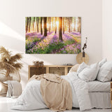 Paul Sinus Wandbild 120x80cm Wald Wildblumen Blumen Waldpfad Sonnenschein Bäume