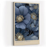 Paul Sinus Wandbild in 40x60cm Midnight Florals Dunkelblaue Blüten Illustration mit Goldakzenten