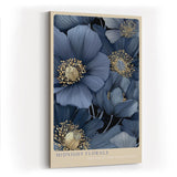 Paul Sinus Wandbild in 40x60cm Midnight Florals Dunkelblaue Blüten Illustration mit Goldakzenten
