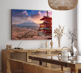 Paul Sinus Wandbild 120x80cm Japan Fuji Berg Kirschblüten Tempel Vulkan