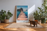 Paul Sinus Kunstdruck 40x60cm Cameo Island mit Holzsteg und türkisblauem Meer auf Zakynthos