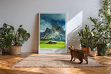 Paul Sinus Kunstdruck 40x60cm Dolomiten mit dramatischem Himmel und Almhütten – Alpenpanorama aus Italien