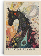 Paul Sinus Leinwandbild 60x90cm Kosmischer Schamane – Fantastisches Pferdeporträt mit galaktischen Farben und spiritueller Energie