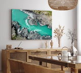 Paul Sinus Wandbild 120x80cm Wilder Bergfluss aus der Vogelperspektive Luftausnahme Grün