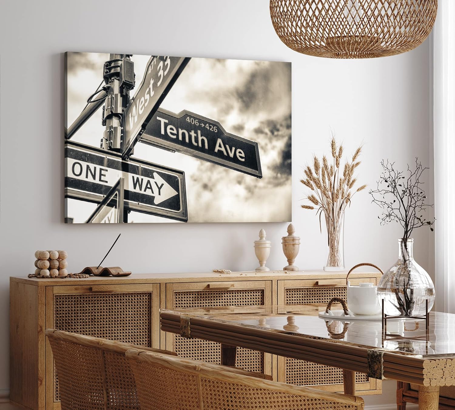 Paul Sinus Wandbild 120x80cm Straßenschild Tenth Ave Fotokunst USA Grau