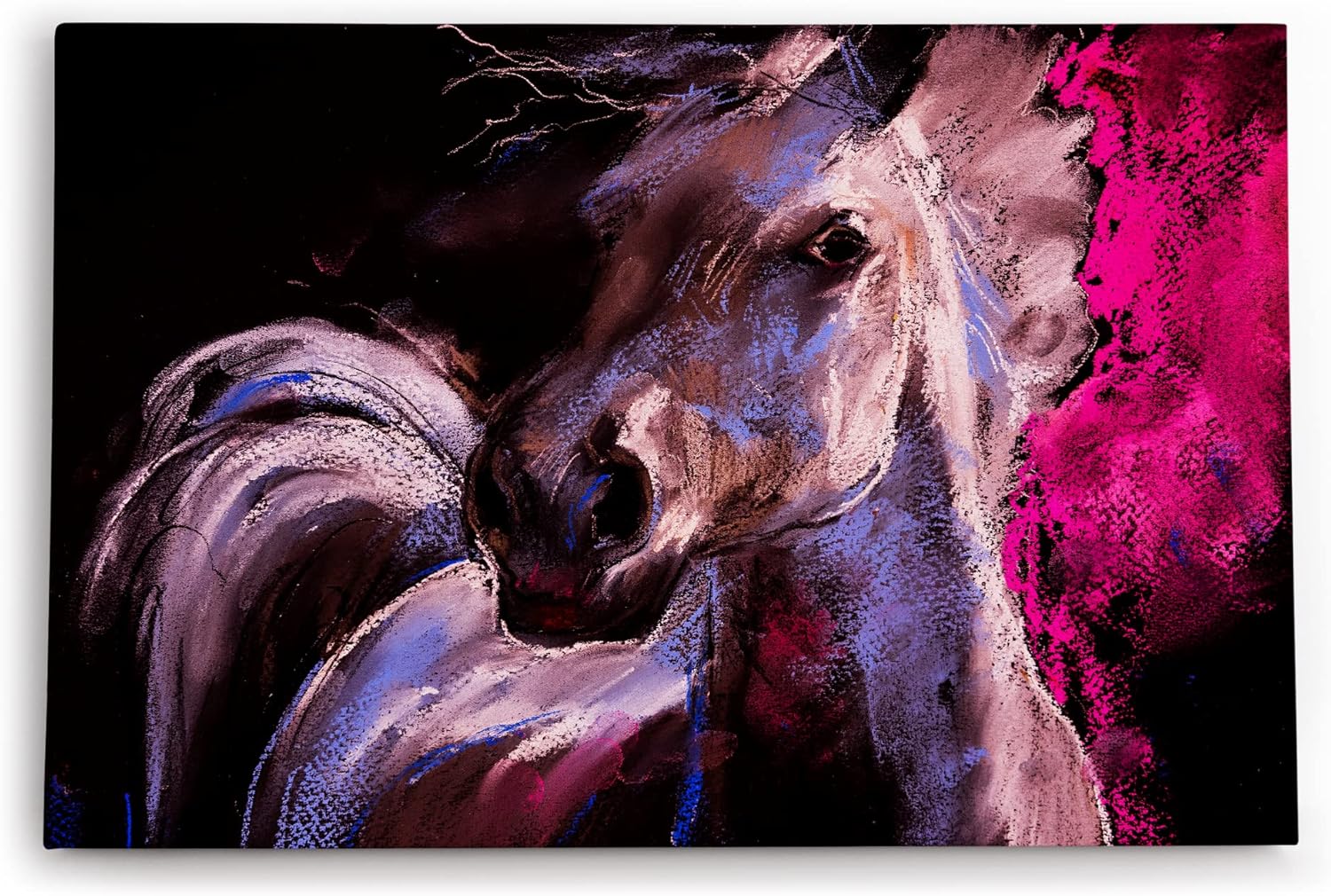 Paul Sinus Wandbild 120x80cm Pferd Wildpferd Mustang Kunstvoll Abstrakt Rosa