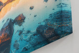Sinus Art Wandbild 120x80cm Faszinierendes Bergpanorama mit Spiegelung im klaren Wasser bei untergehender Sonne