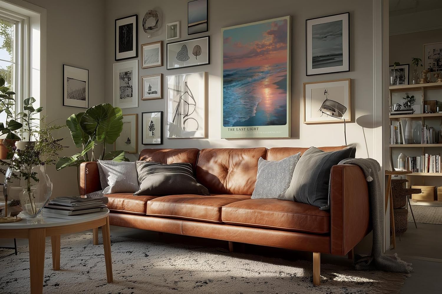 Paul Sinus Wandbild in 40x60cm Letztes Licht am Meer mit leuchtendem Sonnenuntergang und sanftem Wellenspiel